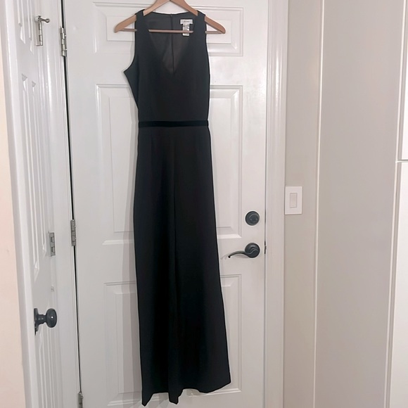Black Jay Godfrey Wide Leg Jumpsuit with Black Velvet Belt Size 10 - Picture 1 of 4